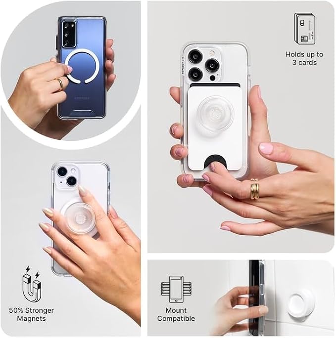 PopSockets iPhone 14 Plus Phone Case with MagSafe, Wireless Charging Compatible, Disney - Boho Wildflowers Blue
