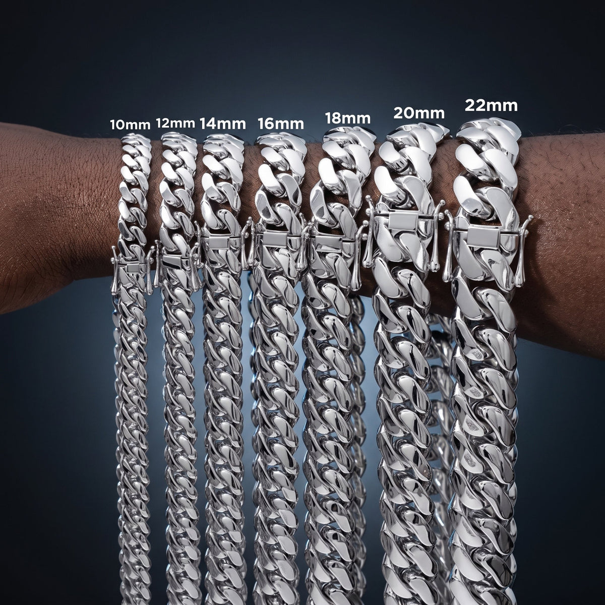 10-22mm 18k Gold Miami Cuban Link Chain