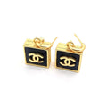 18K  Chanel Black Bag Pendant Earrings